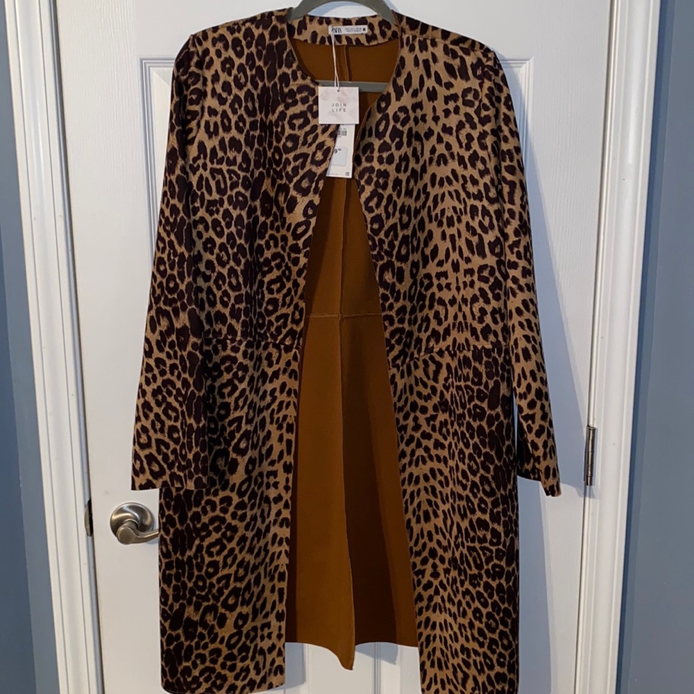 Zara Faux Suede Cheetah Print Coat